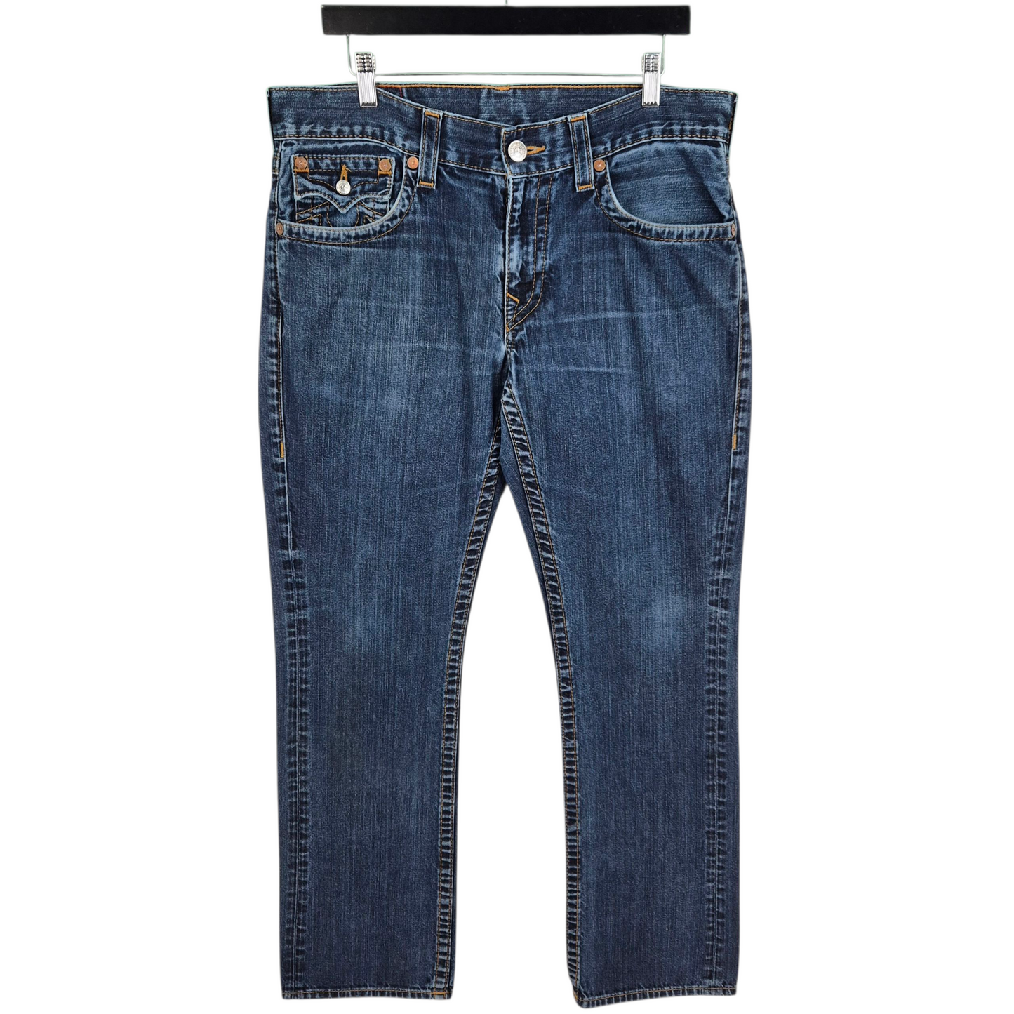 True Religion Jeans Dark Blue Relaxed Straight Leg Denim W34