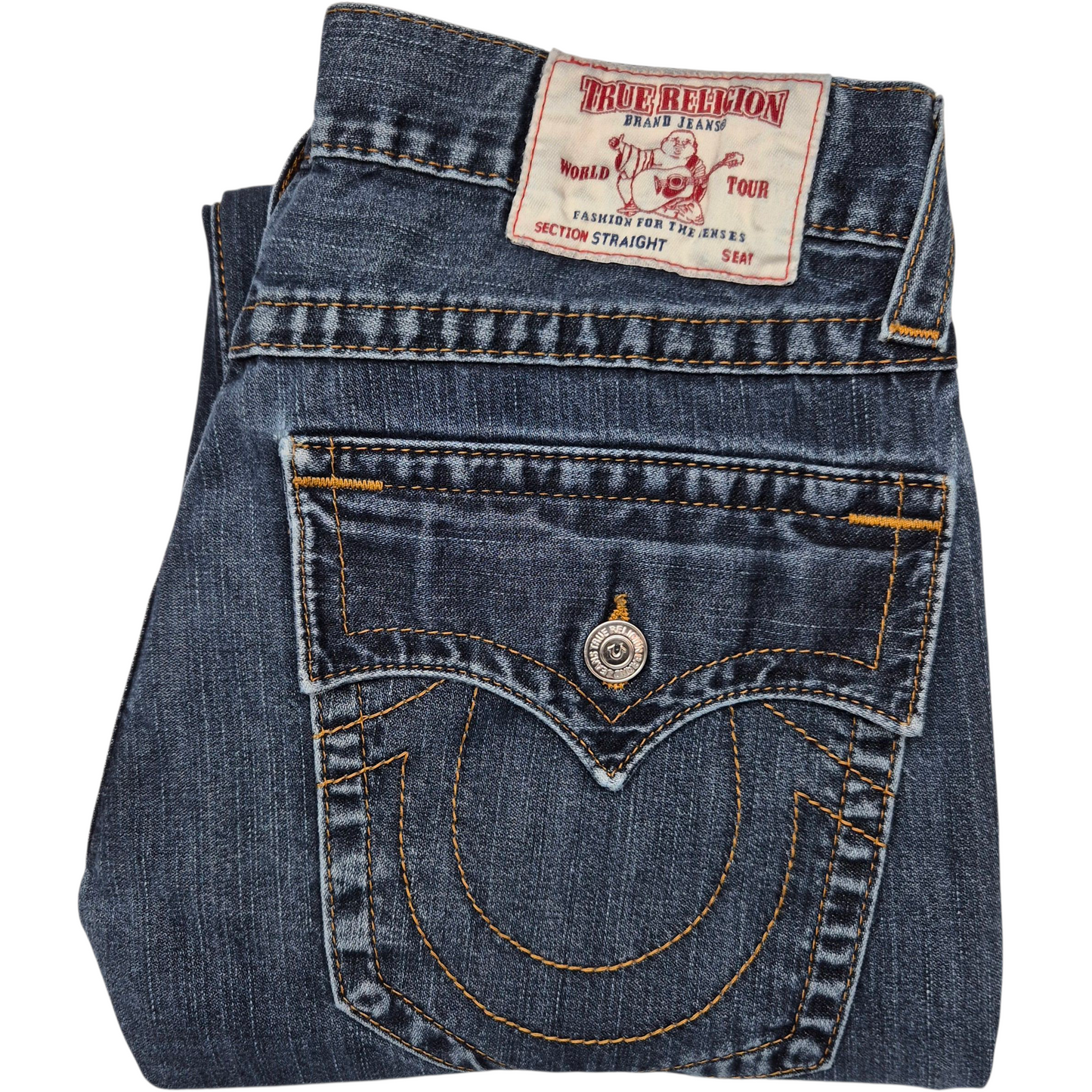 True Religion Jeans Dark Blue Relaxed Straight Leg Denim W34