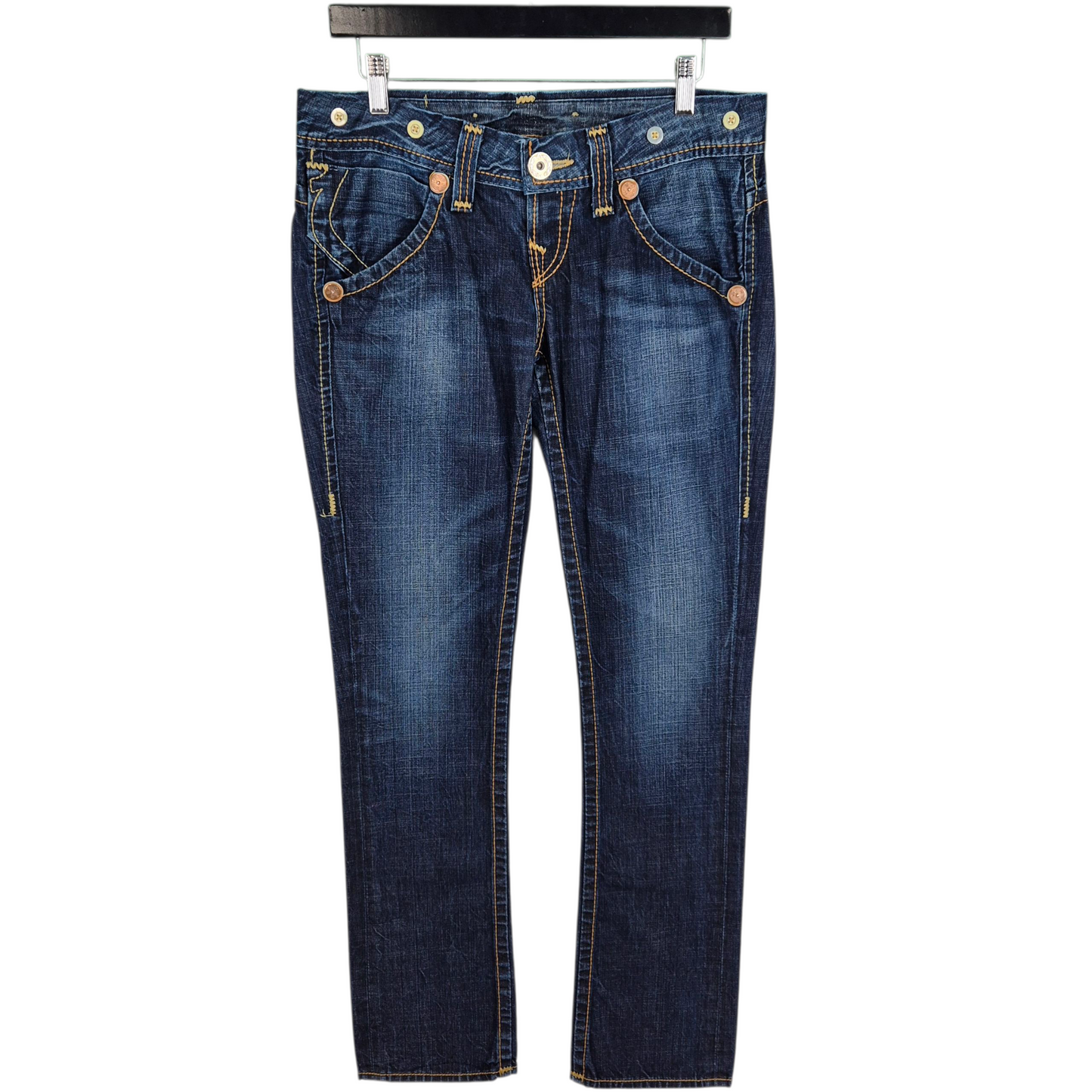 Vintage True Religion Jeans Womens Dark Blue USA Made Straight Leg Denim W32