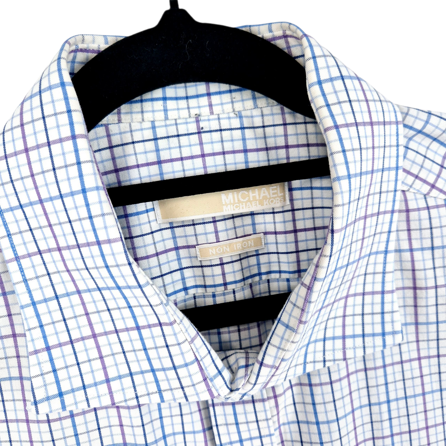 Michael Kors White Checkered Dress Shirt Size 2XL