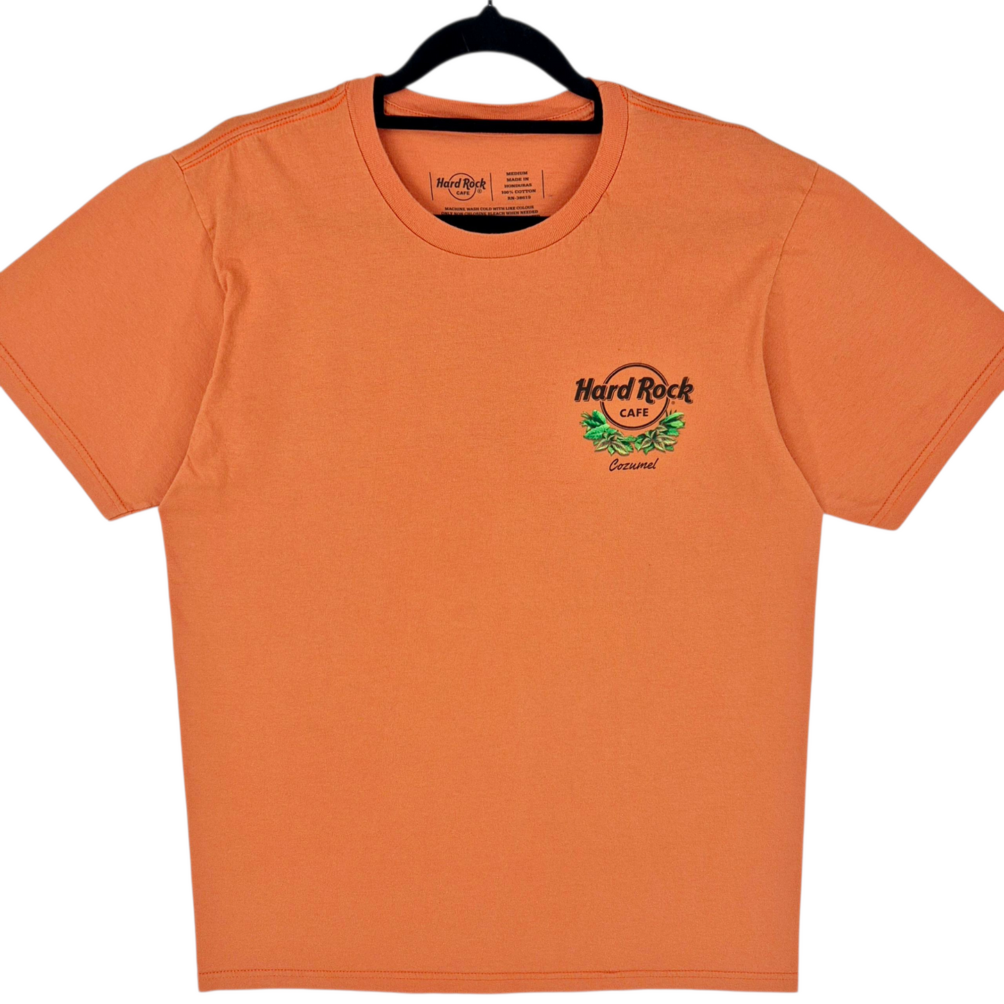 Hard Rock Cafe Cozumel Orange Cotton Tee Shirt Size M