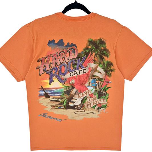 Hard Rock Cafe Cozumel Orange Cotton Tee Shirt Size M