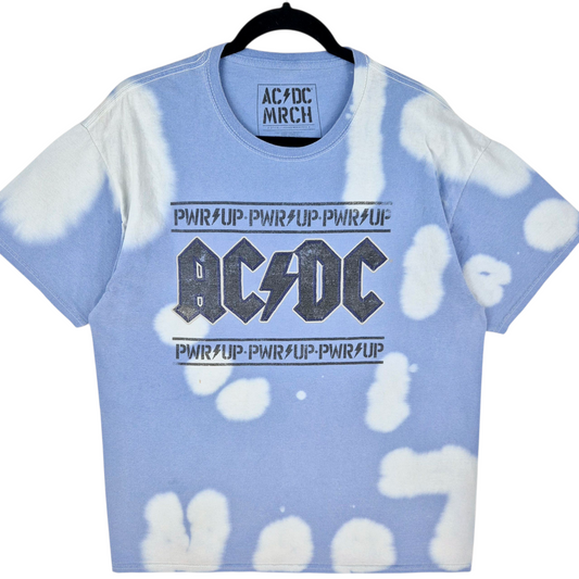 ACDC Power Up Light Blue Tie Dye Cotton Tee Shirt Size M