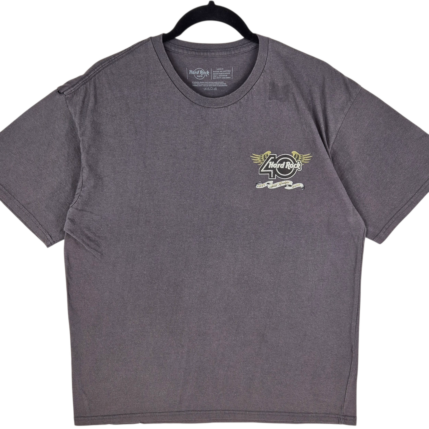 Hard Rock Cafe Rome Grey 40 Year Anniversary Cotton Tee Shirt Size L