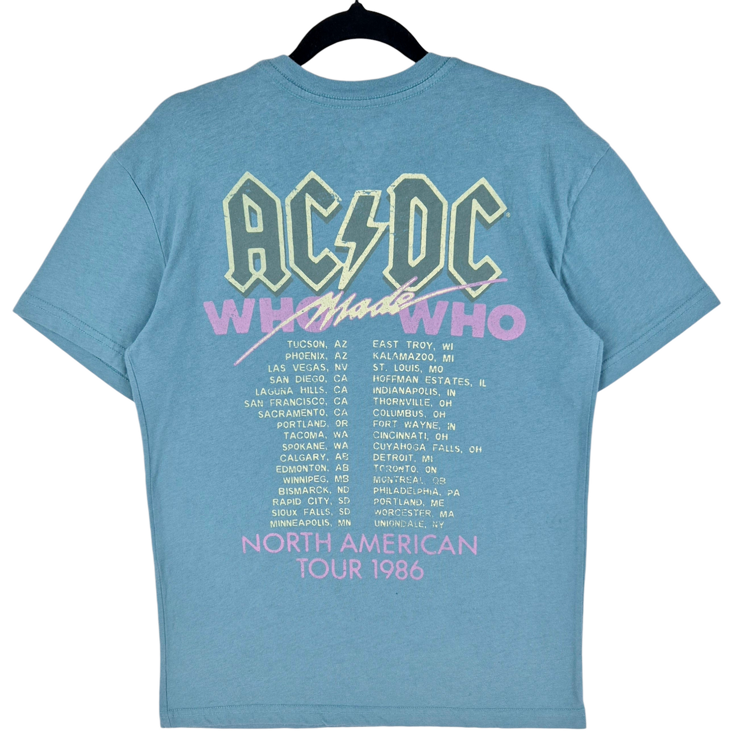 ACDC Who Made Who Aqua Blue Stretch Tee Shirt Size XS