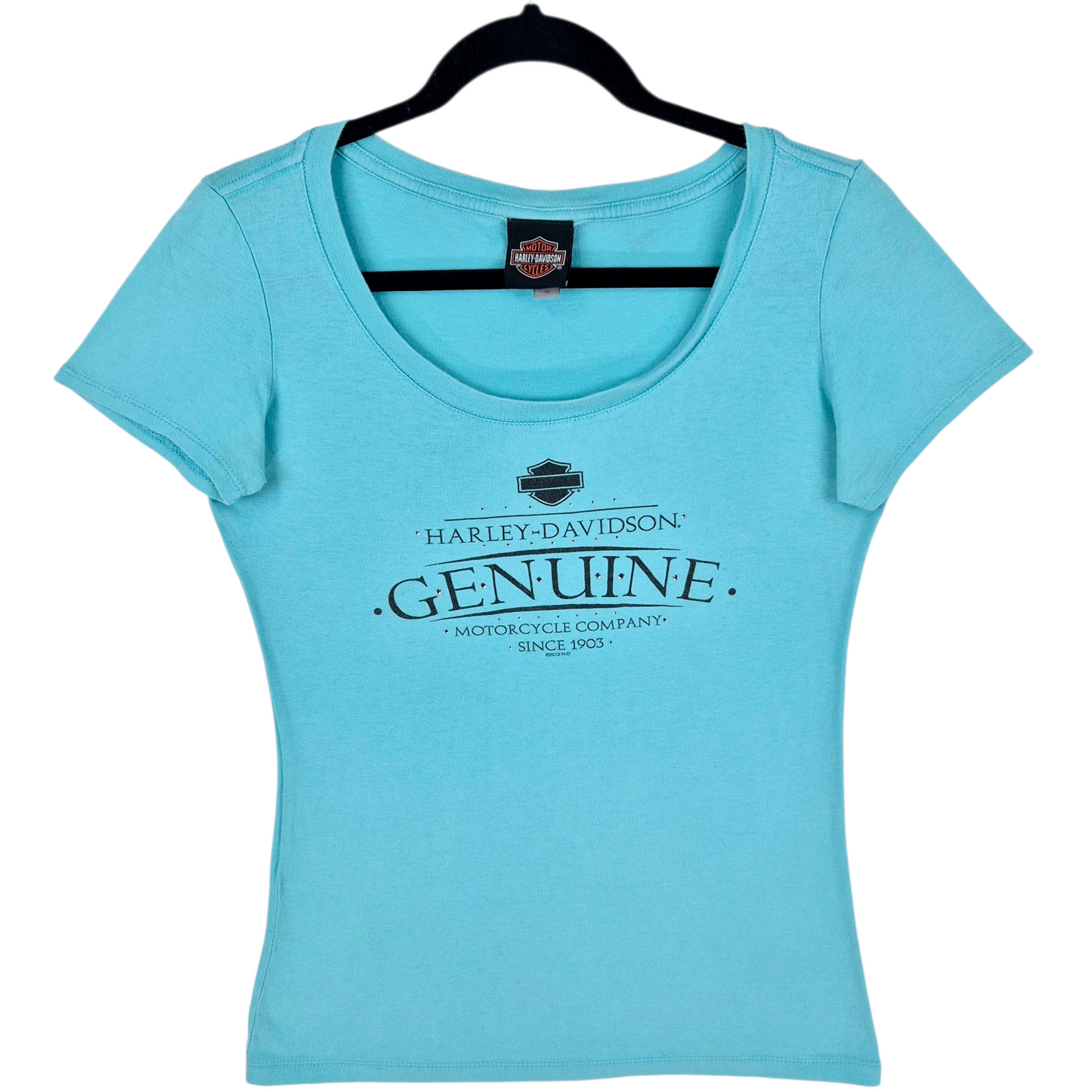 Harley Davidson Womens Light Blue Cotton Tee Shirt Size M