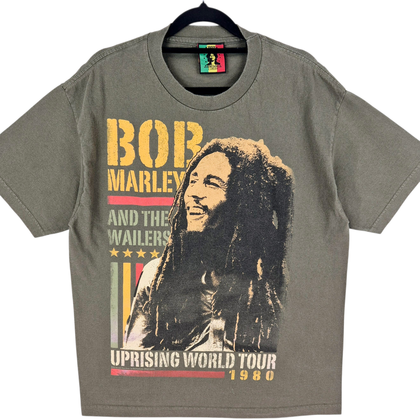 Bob Marley 2009 Olive Green Cotton Tee Shirt Size L