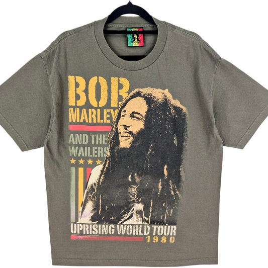 Bob Marley 2009 Olive Green Cotton Tee Shirt Size L