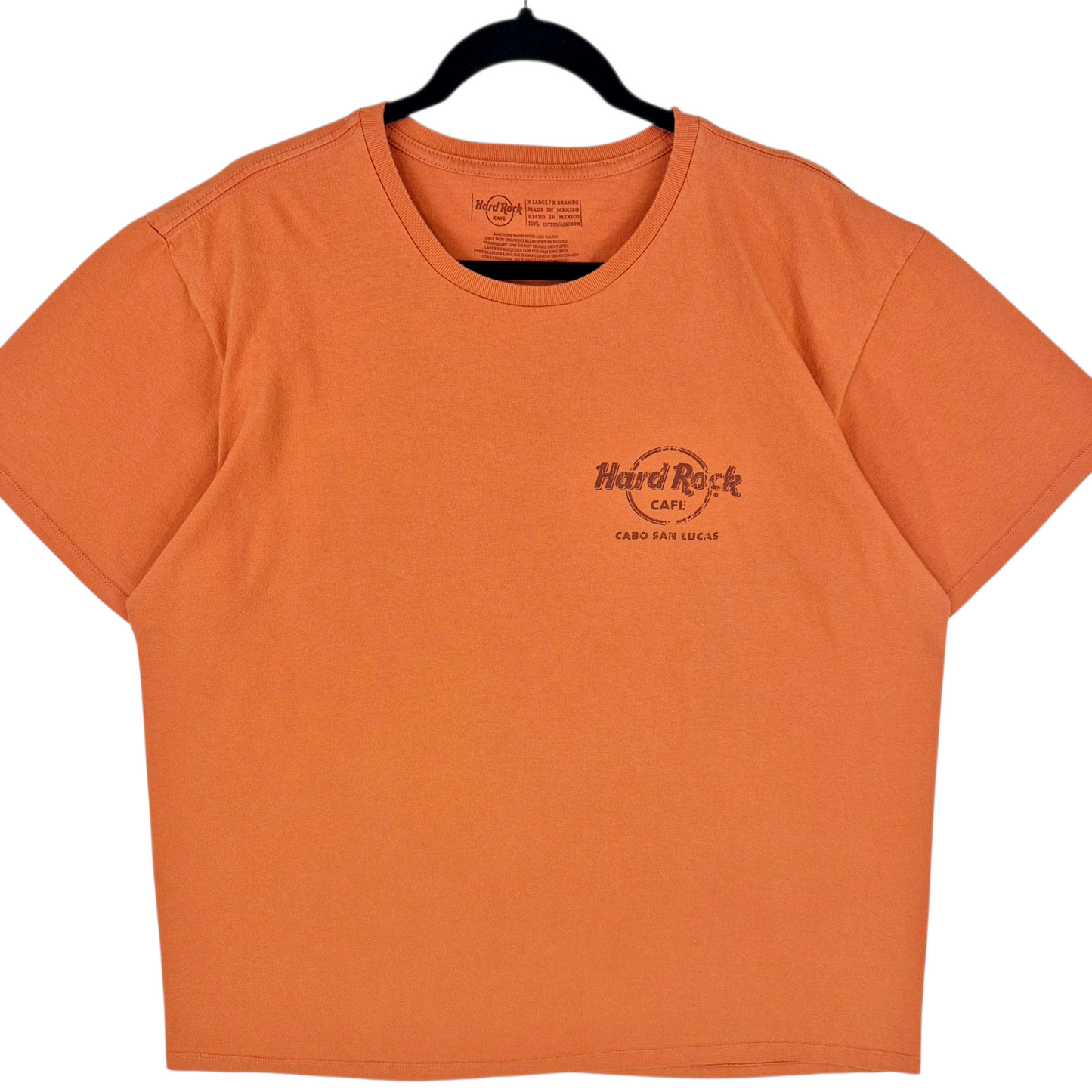 Hard Rock Cafe Cabo San Lucas Orange Cotton Tee Shirt Size XL