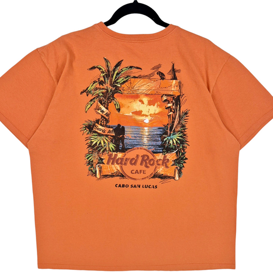 Hard Rock Cafe Cabo San Lucas Orange Cotton Tee Shirt Size XL