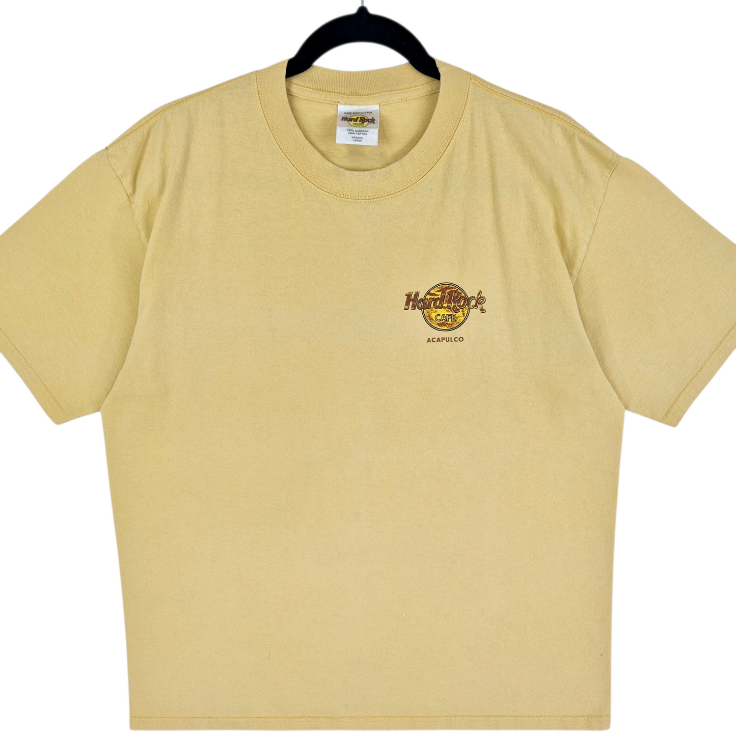 Vintage Hard Rock Cafe Acapulco Yellow Cotton Tee Shirt Size L