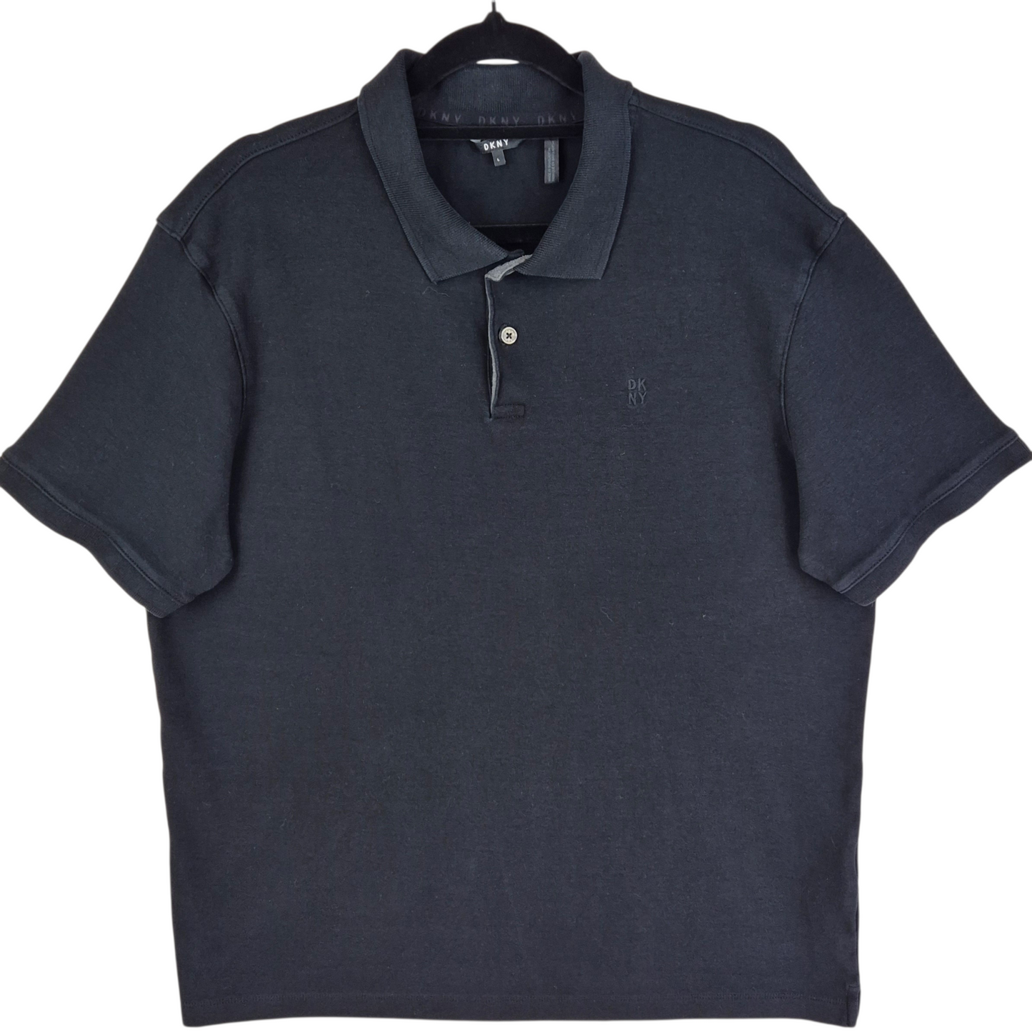 DKNY Black Cotton Polo Shirt Size L