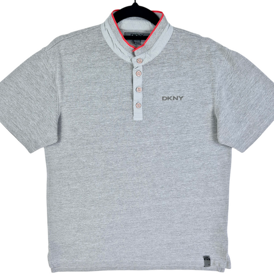 DKNY Womens Grey Cotton Polo Shirt Size L