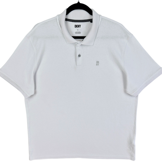 DKNY White Cotton Polo Shirt Size XL