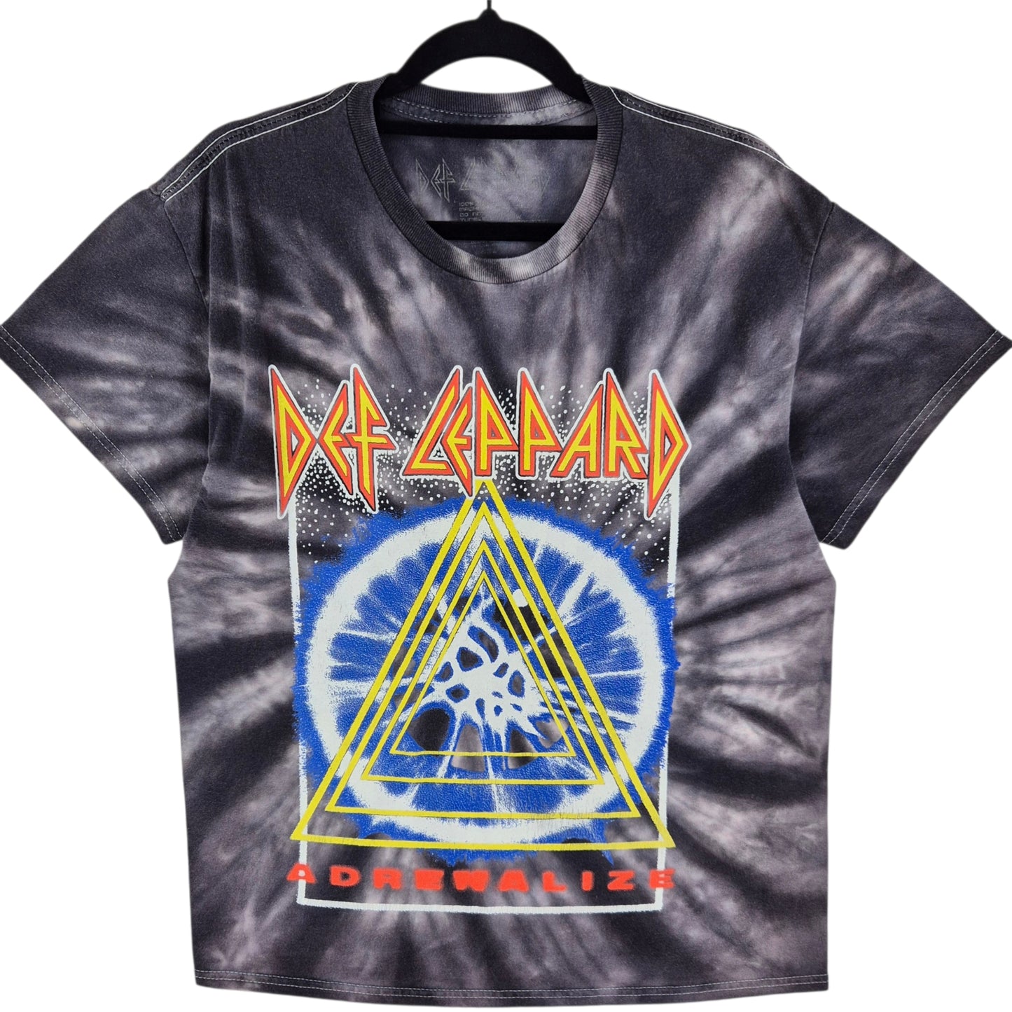 Def Leppard Grey Tie Dye Cotton Tee Shirt Size S