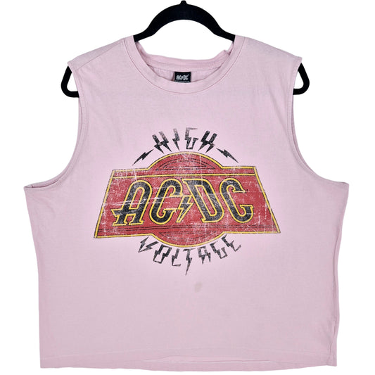 ACDC High Voltage Womens Light Pink Cotton Singlet Size XL