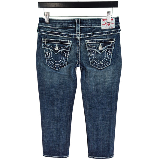 Vintage True Religion Jeans Womens Dark Blue Three Quarter Denim Shorts W27