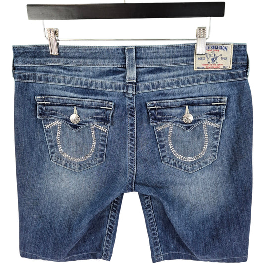 True Religion Jeans Dark Blue Stretch Denim Shorts W33