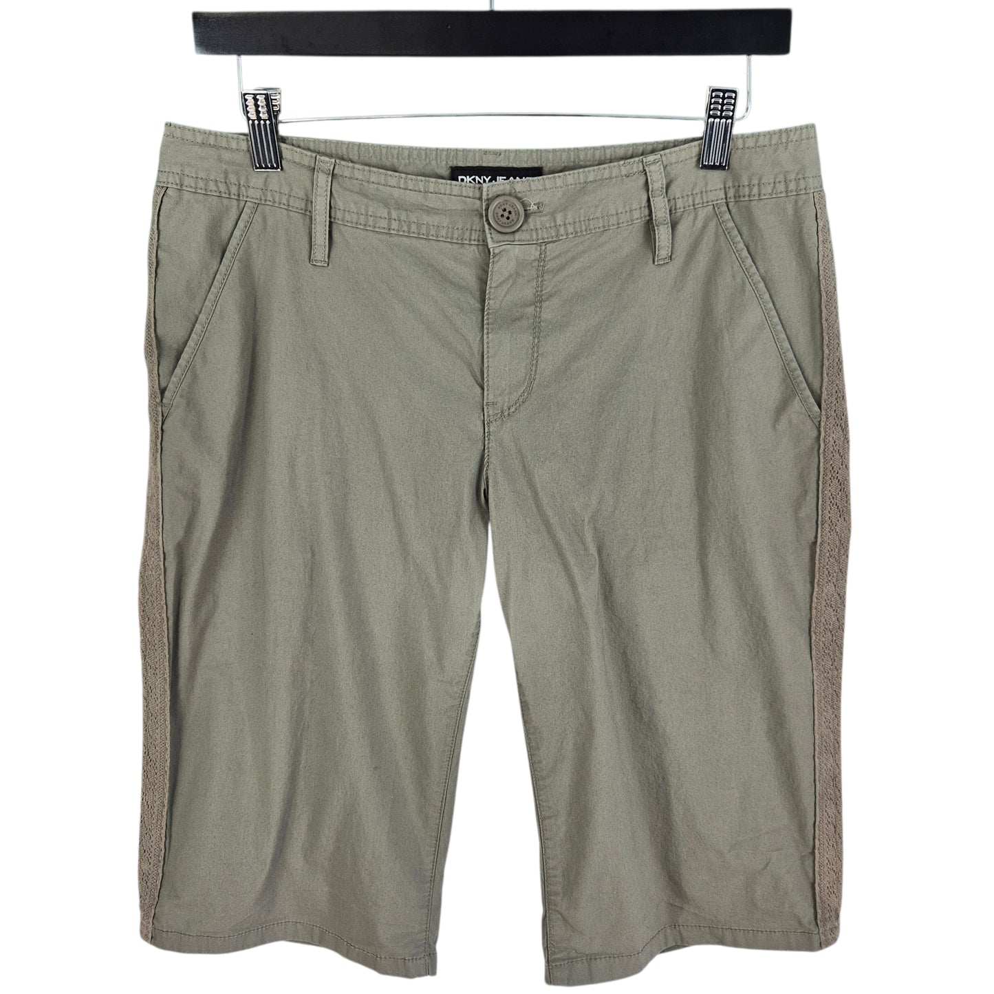 DKNY Womens Khaki Green Stretch Chino Shorts W32