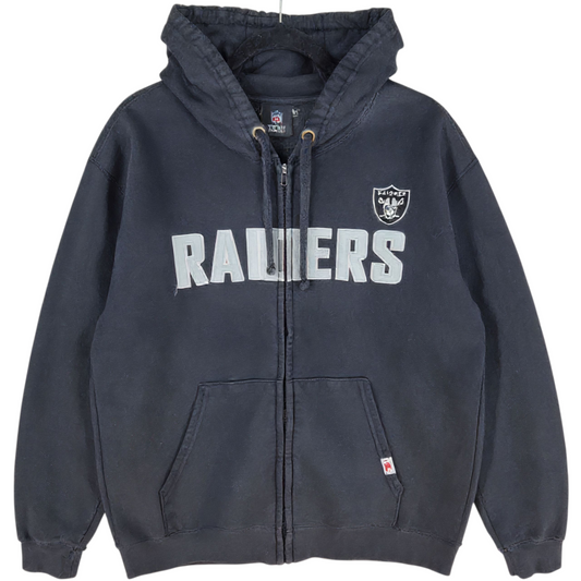 NFL Team Apparel Oakland Raiders Black Cotton Zip Hoodie Size 2XL