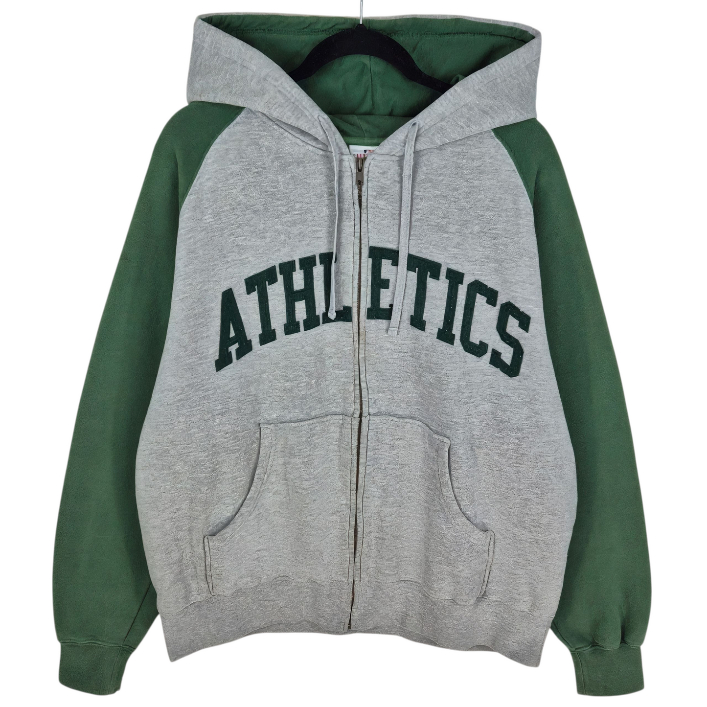 Majestic MLB Oakland Athletics Green & Grey Zip Hoodie Size 3XL