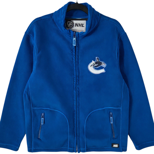 Vintage NHL Vancouver Canucks Blue Fleece Zip Jumper Size M