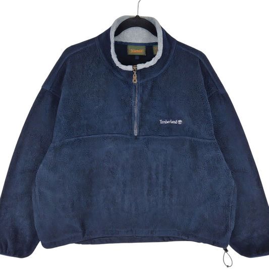 Vintage Timberland 90's Dark Blue Quarter Zip Fleece Jumper Size 2XL