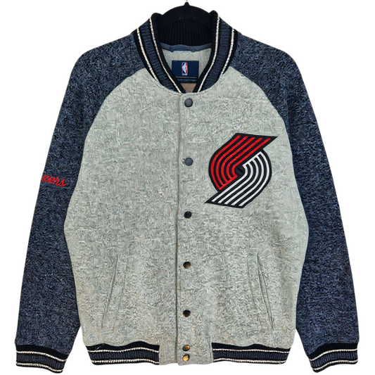 NBA Portland Trail Blazers Grey Heavy Knit Bomber Jacket Size L