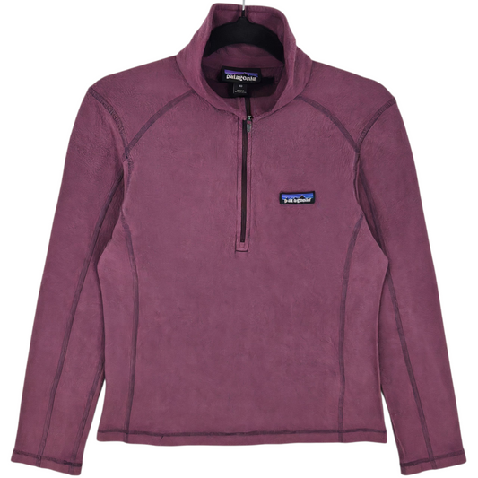 Patagonia Womens Burgundy Quarter Zip Fleece Jumper Size XS