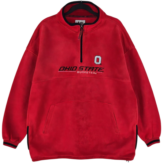 Vintage Lee Sport 90's Red Ohio State Buckeyes Quarter Zip Fleece Jumper Size 2XL