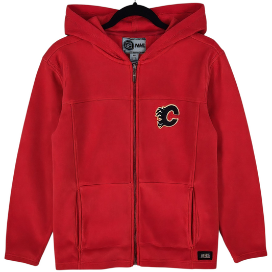 Vintage NHL Calgary Flames Red Fleece Zip Hoodie Size S