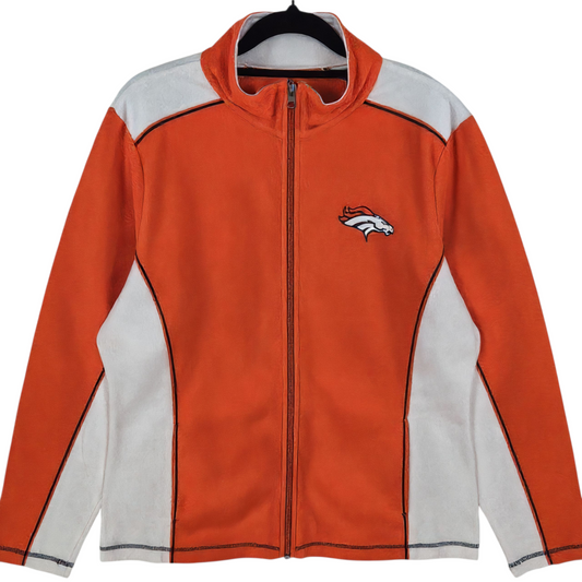 Majestic NFL Denver Broncos Orange & White Fleece Zip Jumper Size L