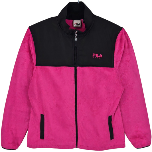 FILA Sport Womens Pink Mink Fleece Zip Jumper Size M