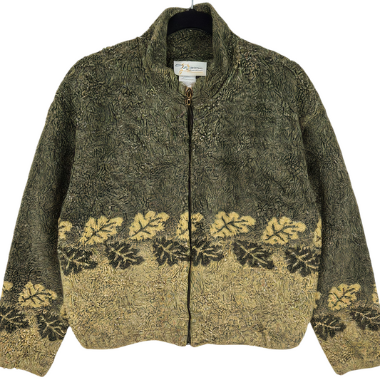 Vintage Sportfolio By Marcia 90's Womens Green Fleece USA Made Zip Jacket Size L