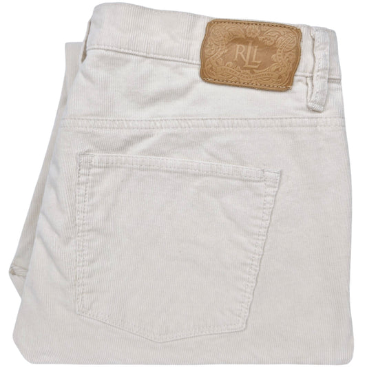 Vintage Ralph Lauren Green Label Womens Cream White Corduroy Denim W35