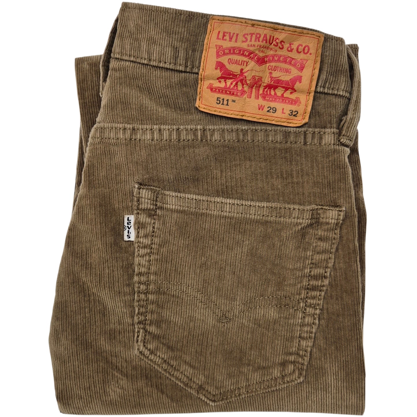 Levis 511 Jeans Olive Green Slim Corduroy Denim W29