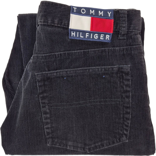 Vintage Tommy Hilfiger Jeans 90's Womens Black Tapered Corduroy Denim W30