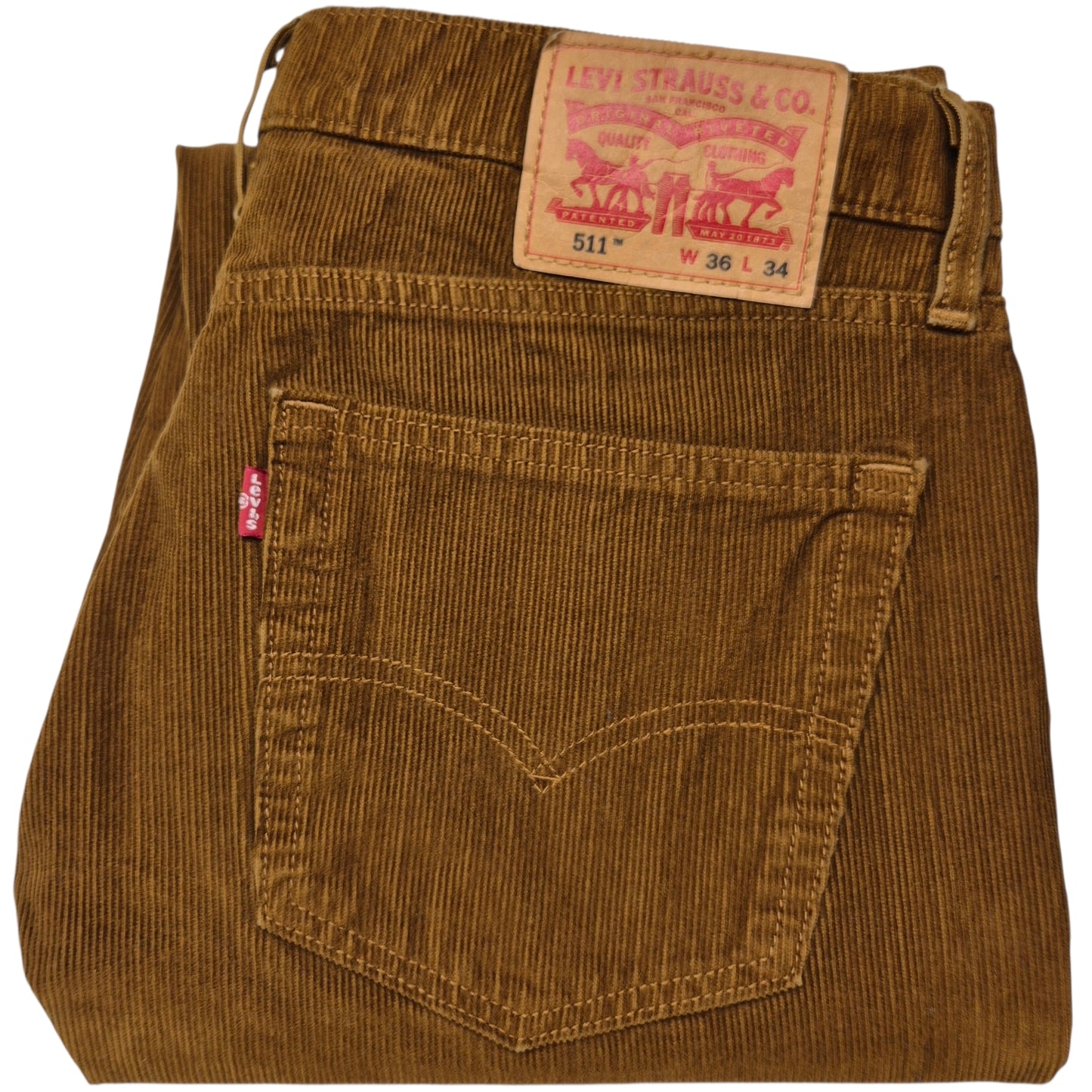 Levis 511 Jeans Mustard Brown Skinny Corduroy Denim W35