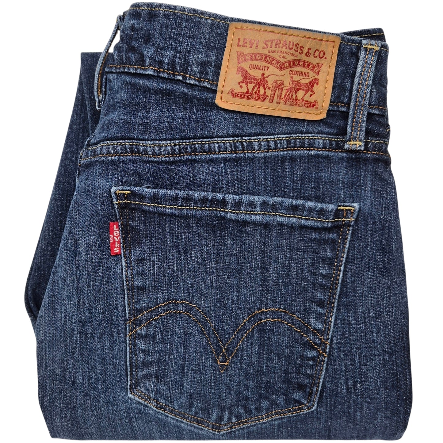 Levis 505 Jeans Womens Dark Blue Straight Leg Stretch Denim W27