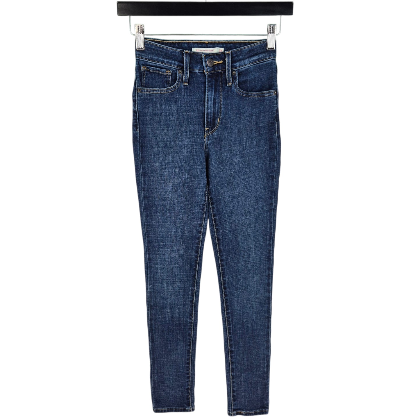 Levis 721 Jeans Womens Dark Blue High Rise Skinny Denim W22