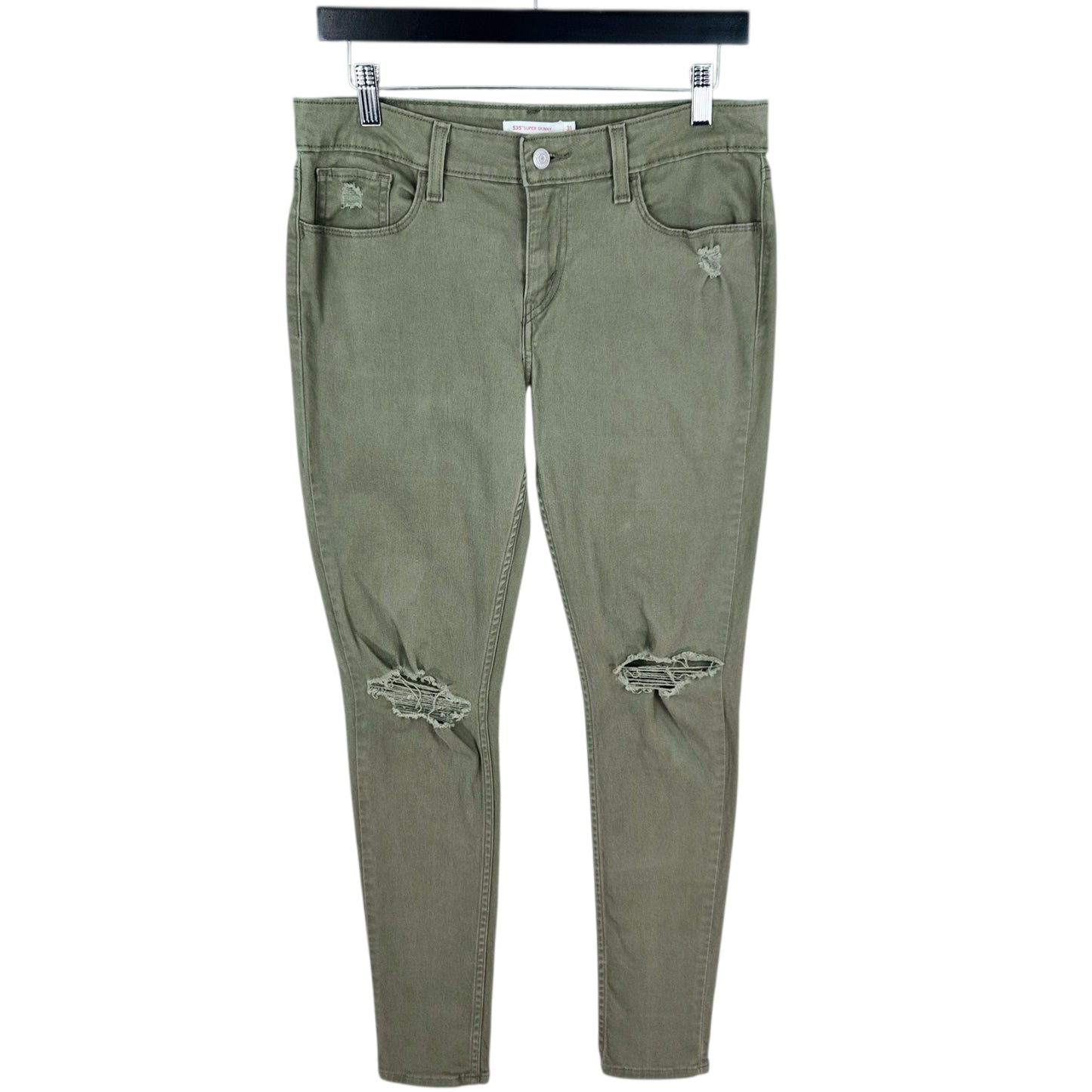 Levis 535 Jeans Womens Khaki Green Super Skinny Stretch Denim W31