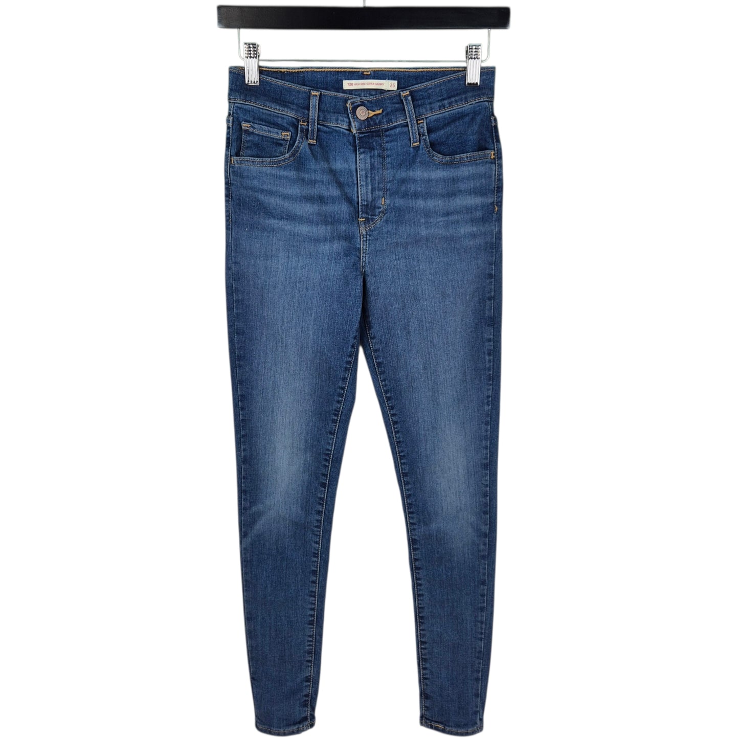 Levis 720 Jeans Womens Blue High Rise Super Skinny Stretch Denim W25