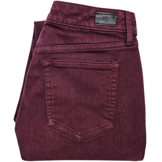 Ralph Lauren Green Label Jeans Womens Burgundy Straight Leg Denim W28