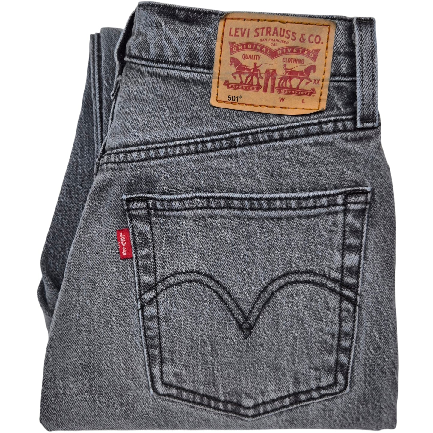 Levis 501 Jeans Womens Grey Classic Straight Leg Denim W25