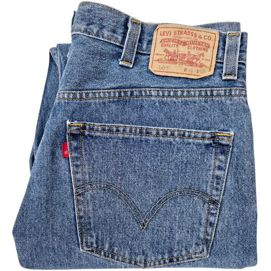 Vintage Levis 505 Jeans 2000's Blue Heavy Rigid Regular Fit Denim W38