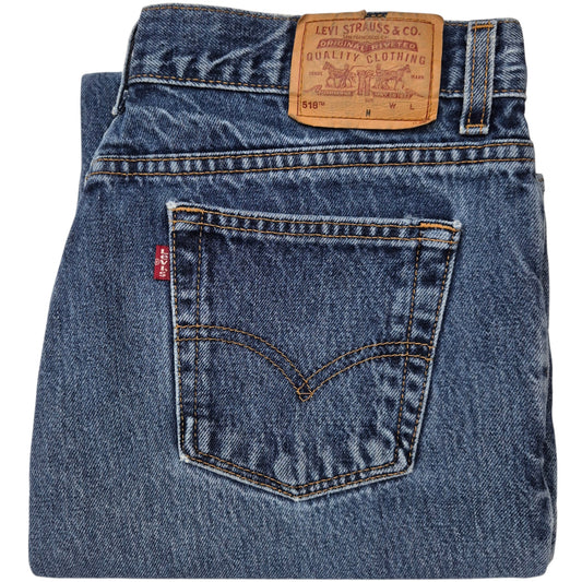 Vintage Levis 518 Jeans Womens Blue Superlow Bootcut USA Made Denim W34