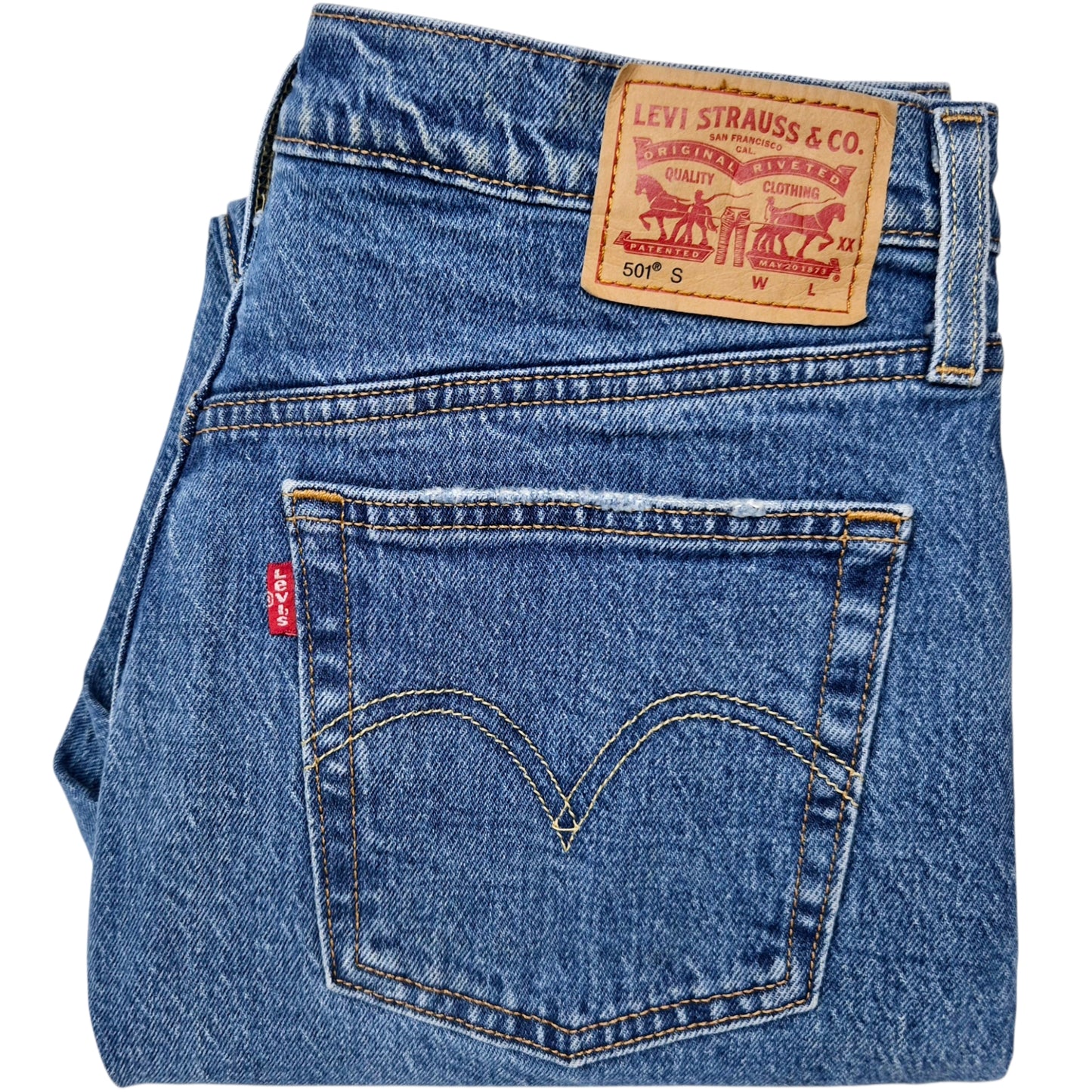 Levis 501 Jeans Womens Blue Classic Heavy Slim Denim W29