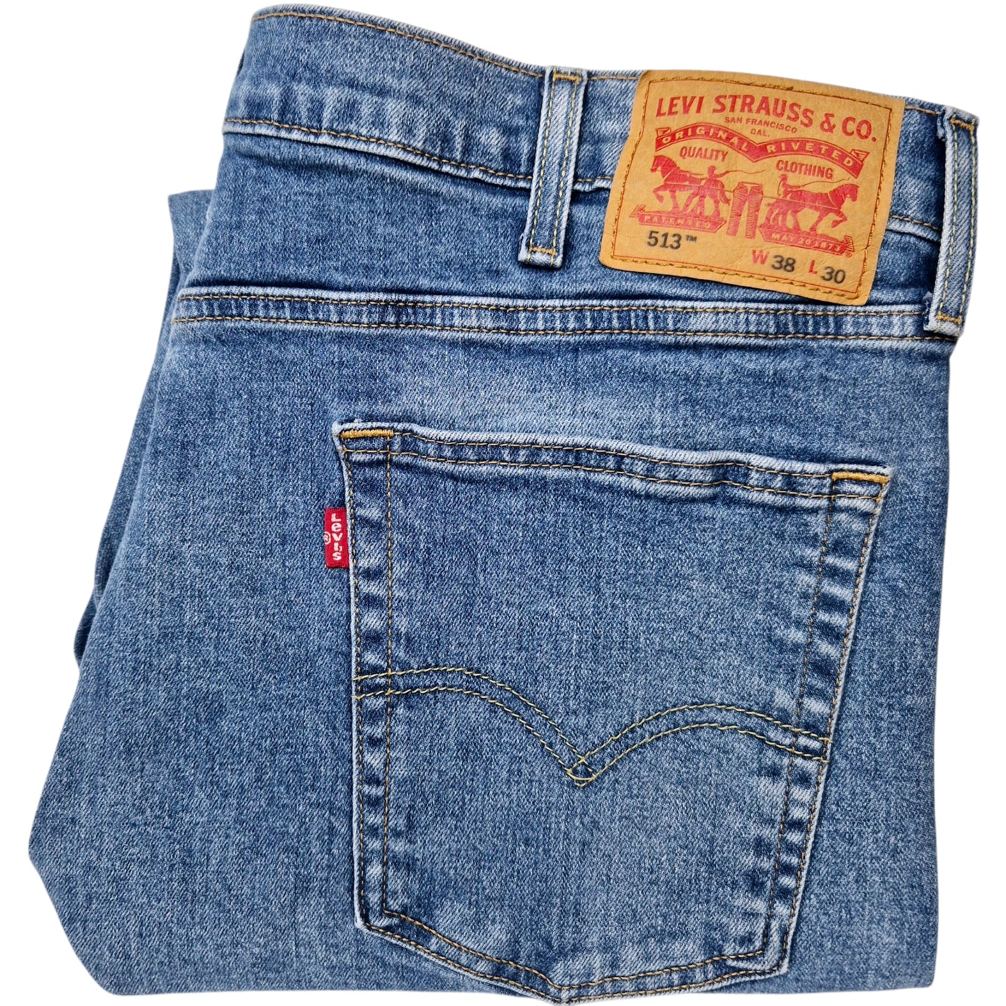 Levis 513 Jeans Blue Regular Straight Leg Stretch Denim W38