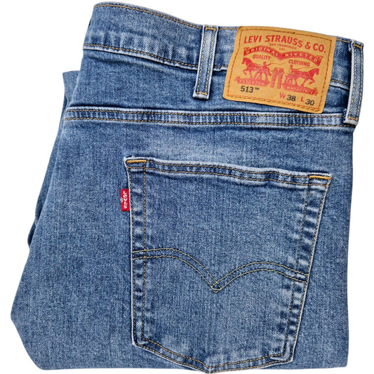 Levis 513 Jeans Blue Regular Straight Leg Stretch Denim W38