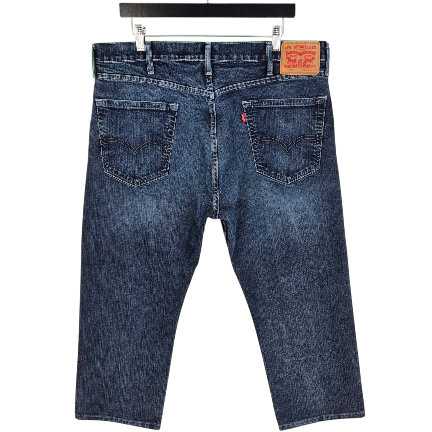 Levis 505 Jeans Dark Blue Straight Leg Crop Denim W38